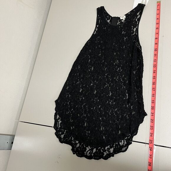 Aritzia Wilfred Sheer Lace Tank Top Black Size S High Low Zip Back Party Gothic - Picture 8 of 12